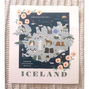 🇮🇸Iceland Country Geography Wall Art Print Digital Illustration Drawing🇮🇸